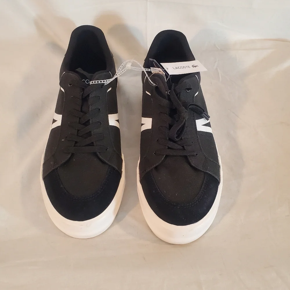 Lacoste Ortholite Men's Size 10.5 Black Canvas Suede Casual Shoes New with Tags - Picture 2 of 6
